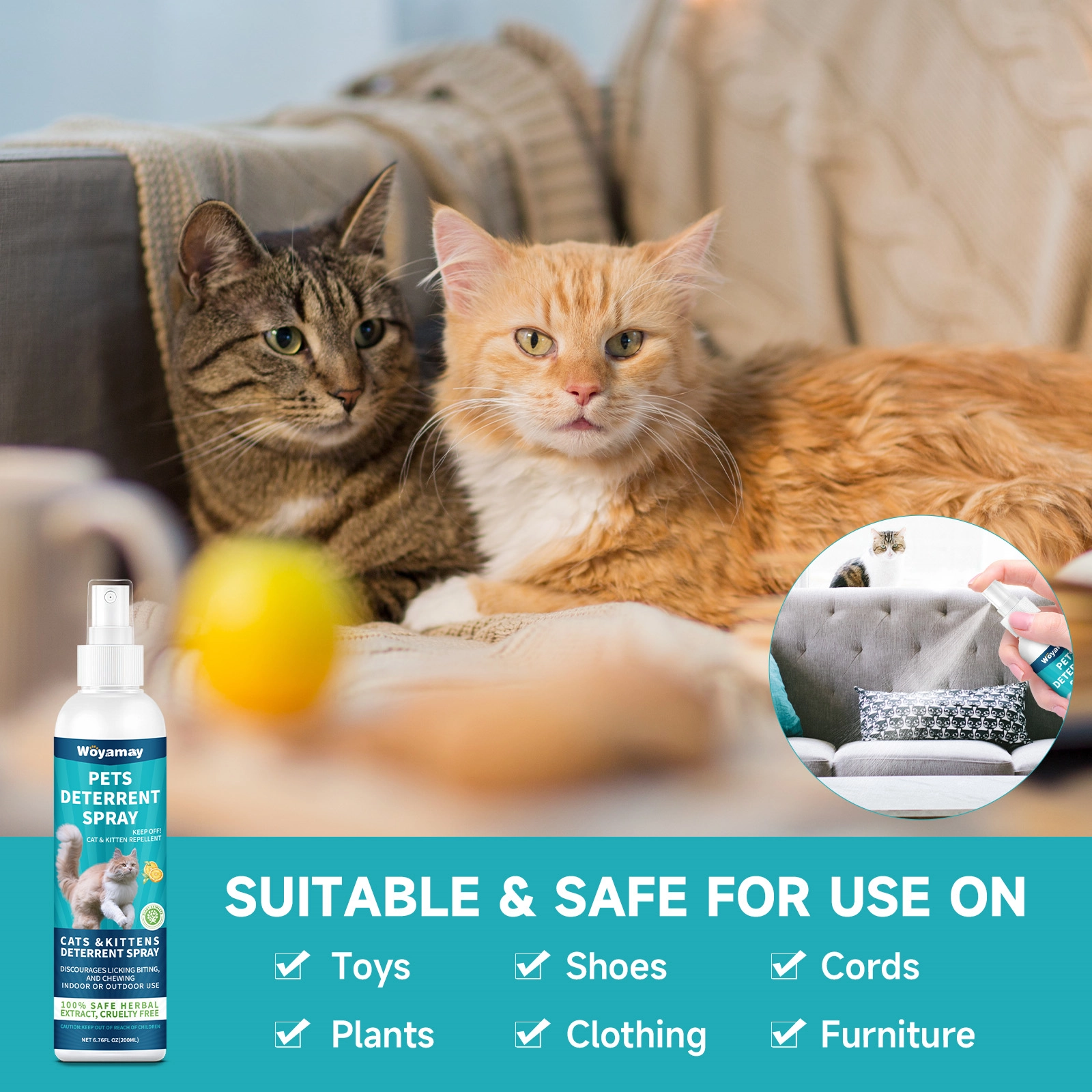 Plant Extracts Stray Cat Repellent Spray Cat Repellent Spray   Citrus-Infused Formula With Orange Peel