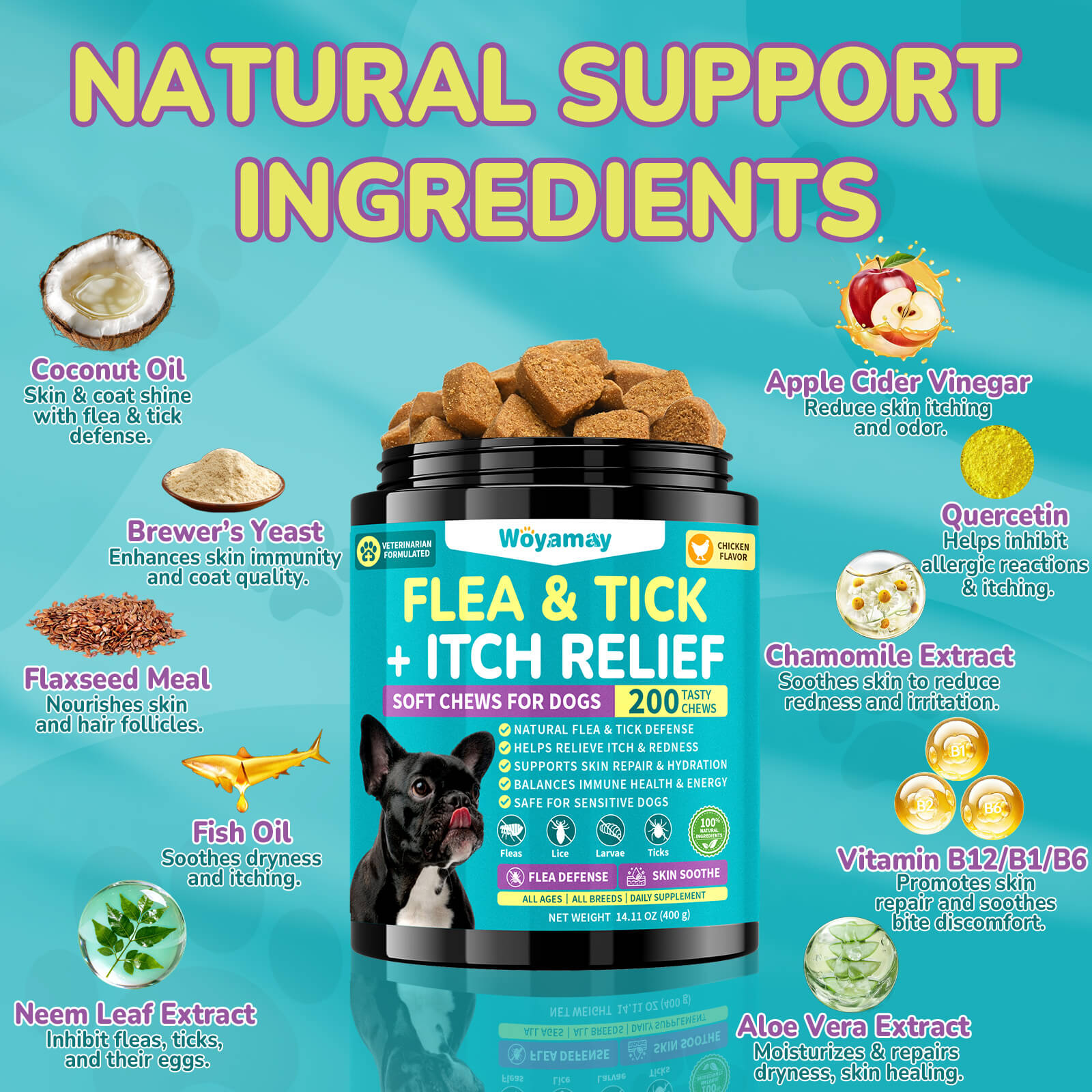 Flea Defense & Itch Relief Soft Chews for Dogs (Chicken Flavor)