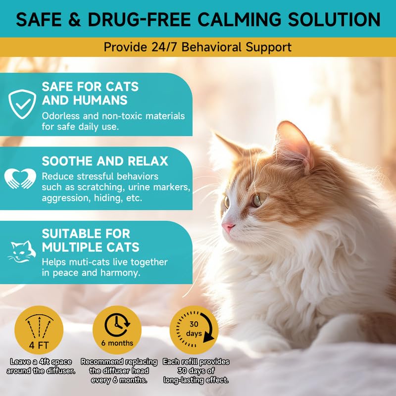 Calming Diffuser for Cats – Plug-In Stress Support Formula with Gentle ...
